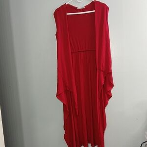 Reformation Red Asymmetrical Draped Dress